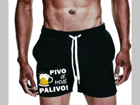 Pivo je moje palivo!  plavky s motívom - plavkové pánske kraťasy s pohodlnou gumou v páse a šnúrkou na dotiahnutie vhodné aj ako klasické kraťasy na voľný čas